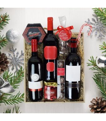 Christmas Wine Trio, wine gift baskets, Christmas gift baskets
