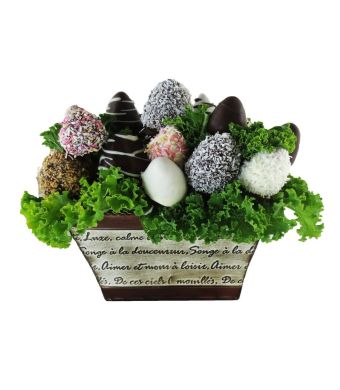 Chocolate Dipped Strawberries in a French Tin Planter