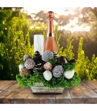 Champagne & Chocolate Dipped Strawberries Bouquet
