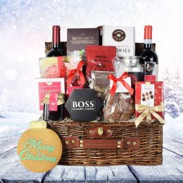 Dashing Through The Snow Wine & Snacks Basket - Wine Gift Baskets