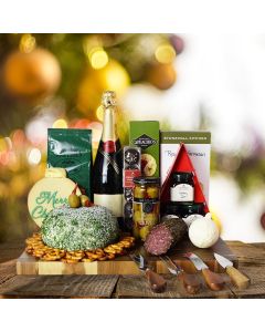 Champagne & Cheese Ball Celebration Basket, champagne gift baskets, Christmas gift baskets

