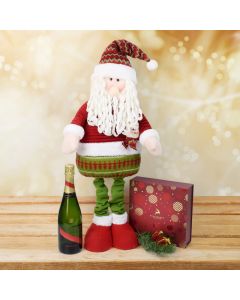 Christmas Chocolate & Tall Santa Set with Champagne, champagne gift baskets, gourmet gifts, gifts
