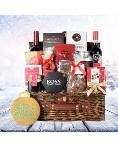 Dashing Through The Snow Wine & Snacks Basket , wine gift baskets, Christmas gift baskets