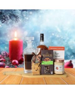 Holiday Liquor Decanter & Treats Gift Basket, liquor gift baskets, Christmas gift baskets
