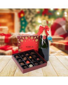 Holiday Champagne & Chocolate Gift Basket, champagne gift baskets, Christmas gift baskets
